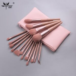 ANMOR 16 PCS BRUSH SET TEA ROSE WITH POUCH