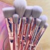 PINK BRUSES 10 pcs metallic pink brush set with chrome pouch
