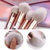 pink 10 pcs metallic pink brush set with chrome pouch
