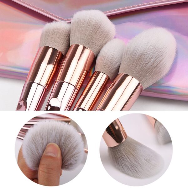 pink 10 pcs metallic pink brush set with chrome pouch
