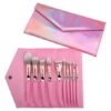pinkk 10 pcs metallic pink brush set with chrome pouch
