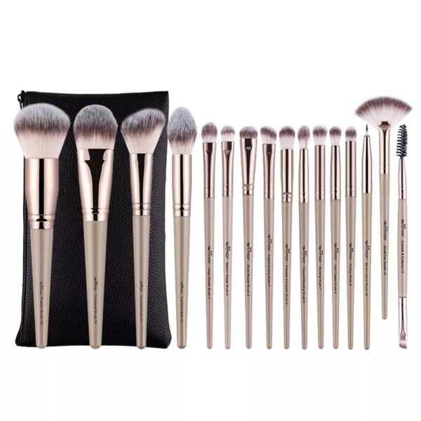 Anmor 16 Pcs Brush Set Greyish Brown With Pouch