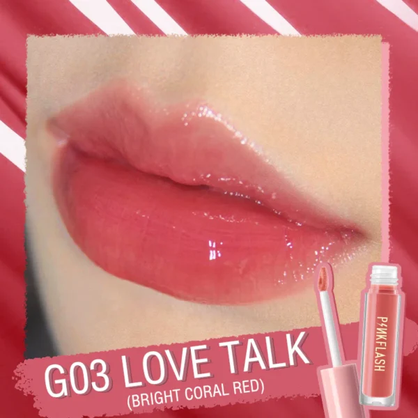 Pink Flash Moist Lip Gloss - G03 Love Talk (Bright Coral Red)