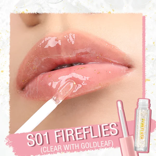 Pink Flash Moist Lip Gloss - S01 Fireflies (Clear with Goldleaf)