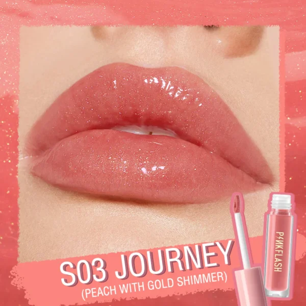 S03 Pink Flash Moist Lip Gloss - S03 Journey (Peach with Gold Shimmer)