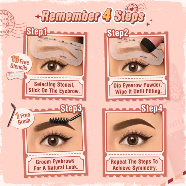 -1089621778-1852811285 PINKFLASH - Eyebrow Stamp (with stencils and spoolie) - RB01