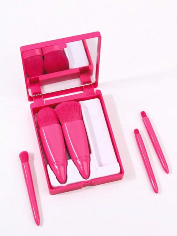 168412913045e8cc747f422a649cfea209f82739df_thumbnail_720x Portable 5 Pcs Travel Makeup Brush Set with Makeup Mirror - Red Pink