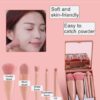 51tTcKN8hhL._AC_SL1500_ Portable 5 Pcs Travel Makeup Brush Set with Makeup Mirror - Red Pink