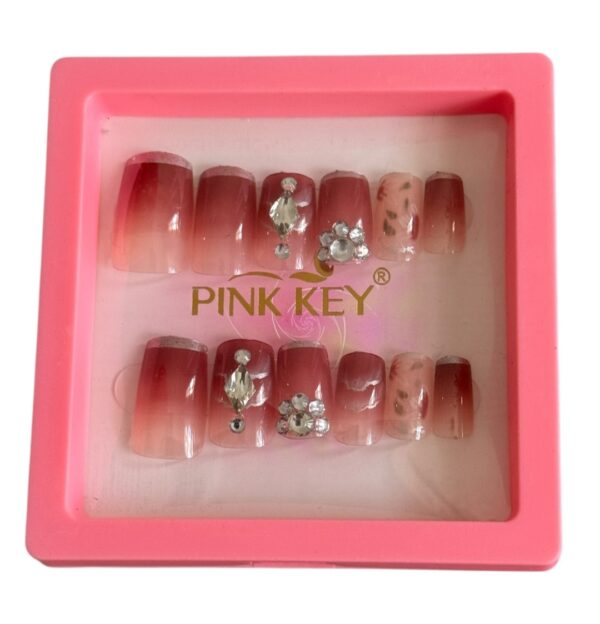 12 pc nails set Pearl Pink Brown