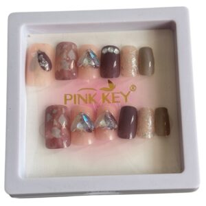12 pc nails set Glittery Brown