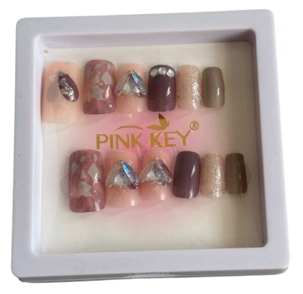 12 pc nails set Glittery Brown