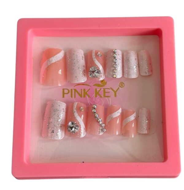 12 pc nails set Glitter peach
